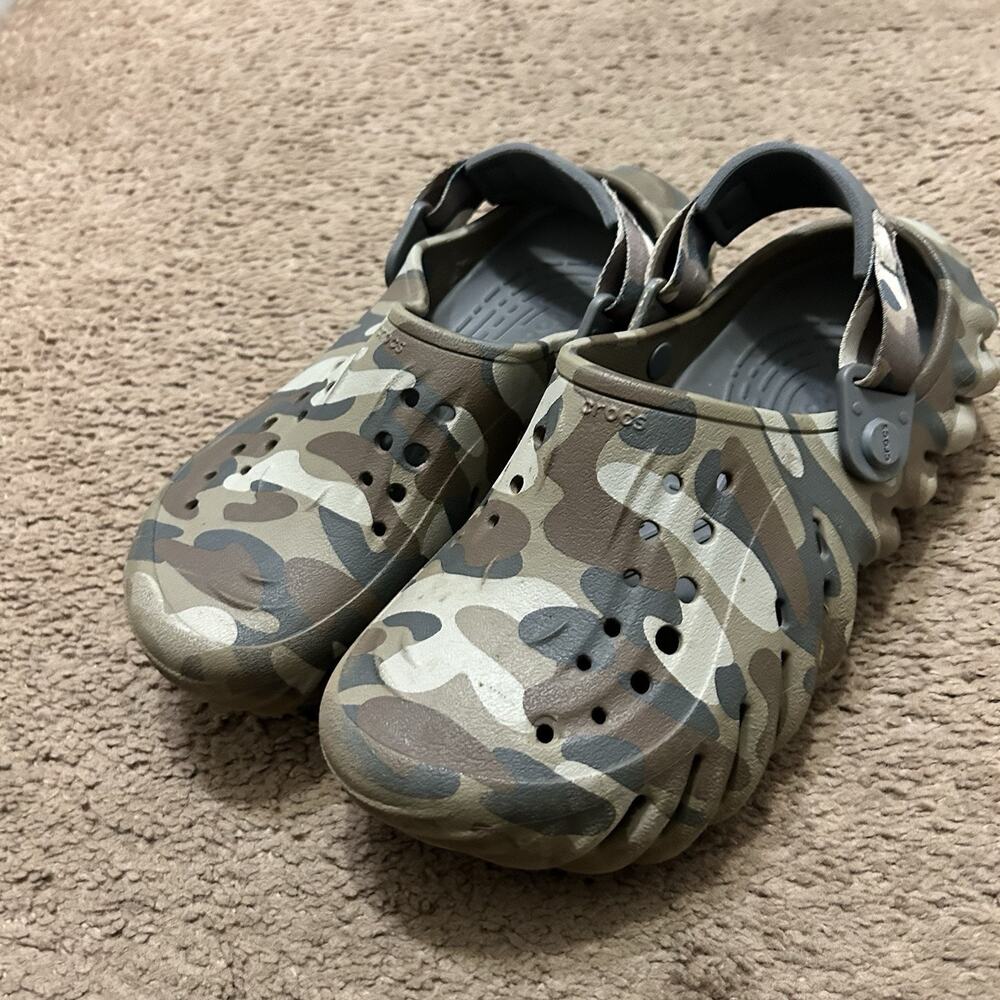 Crocs Echo Camo Redux Clog Charcoal Camo Brown Unisex Size J5